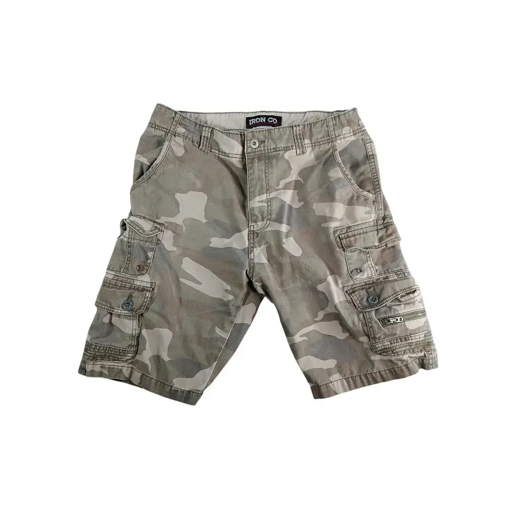 Iron Co Shorts Mens 32 Camo Cargo Pockets Stretch 9